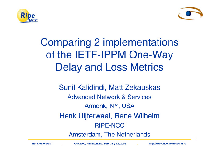 comparing 2 implementations of the ietf ippm one way