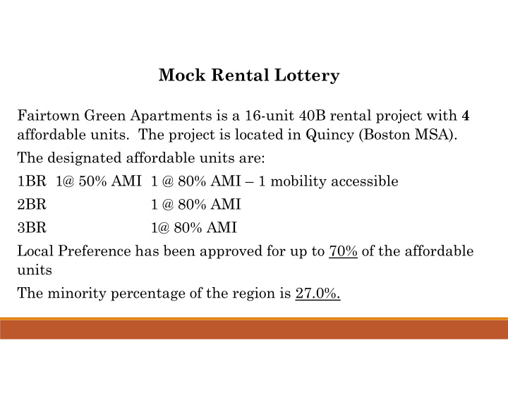 mock rental lottery