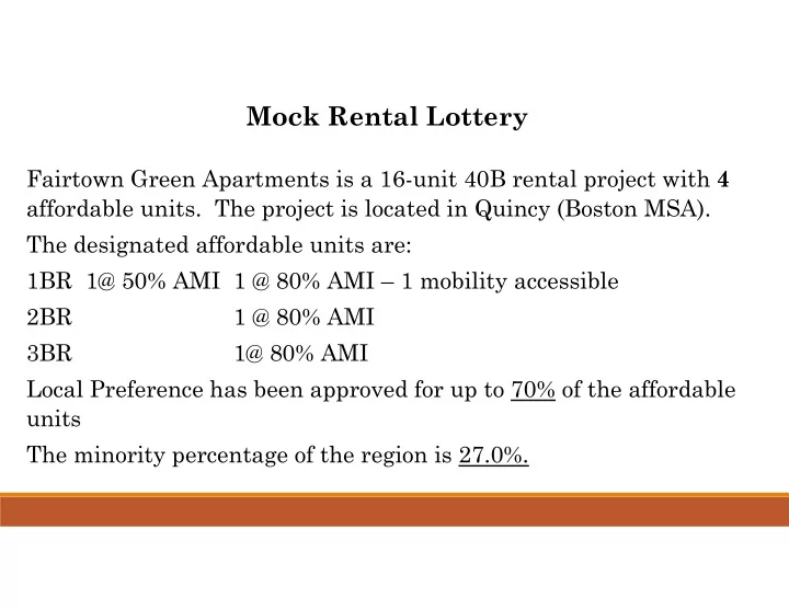mock rental lottery