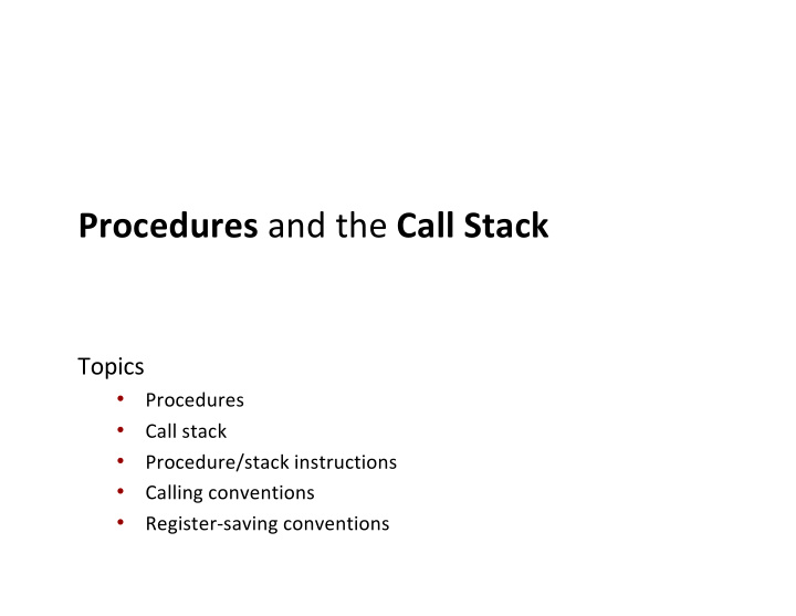 procedures and the call stack
