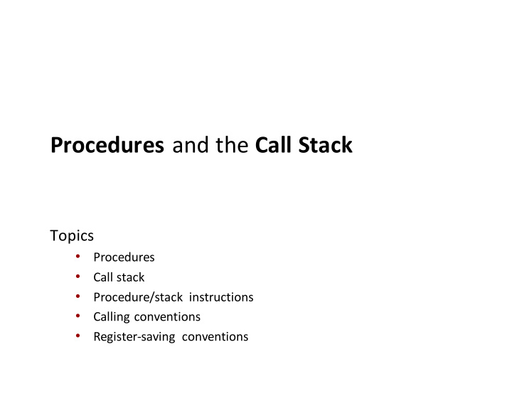 procedures and the call stack