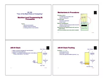 Mechanisms in Procedures  Mechanisms in Procedures  CS 105  Tour of the Black Holes of