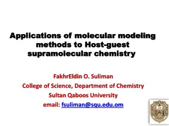 methods  methods to  to Hos  Host-gues  guest  t  supr  supramolecular  amolecular chemistr