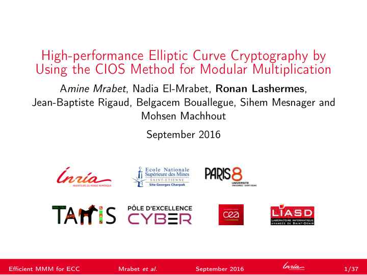 high performance elliptic curve cryptography by using the
