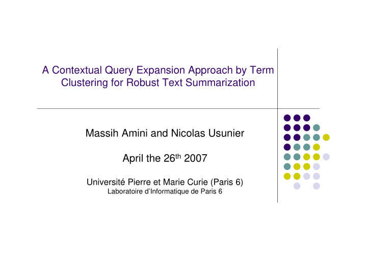 a contextual query expansion approach by term clustering