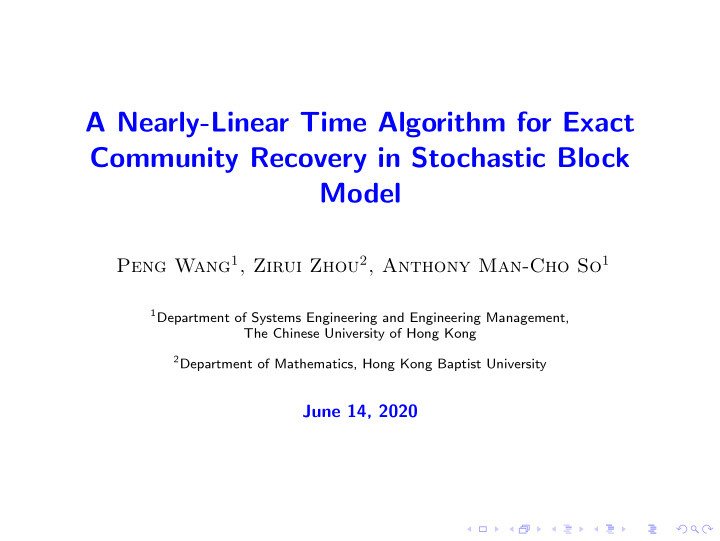 a nearly linear time algorithm for exact community