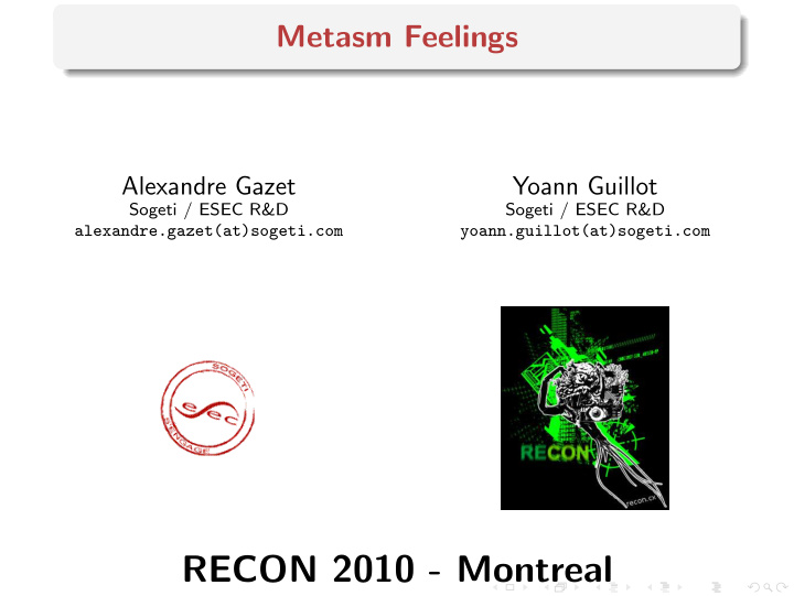 recon 2010 montreal