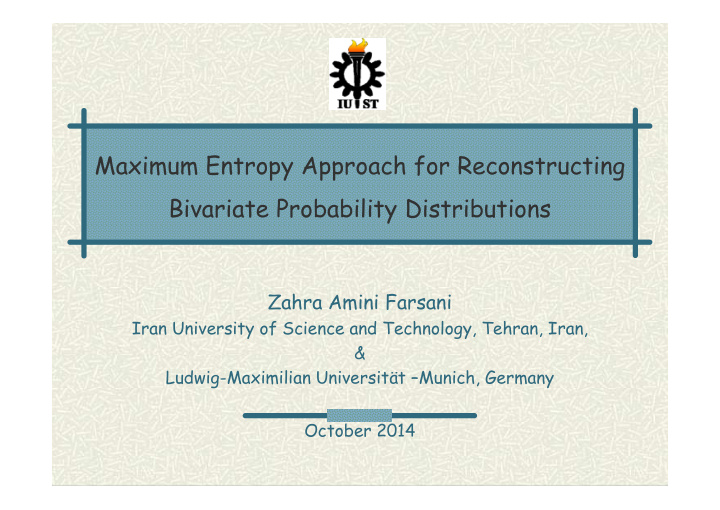 maximum entropy approach for reconstructing bivariate