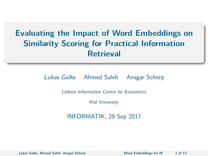 evaluating the impact of word embeddings on similarity