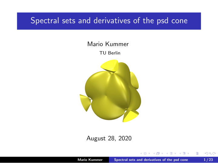 spectral sets and derivatives of the psd cone