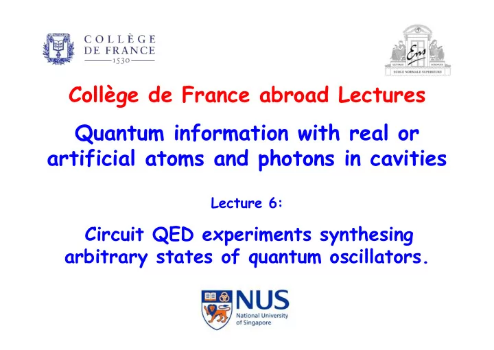 coll ge de france abroad lectures quantum information