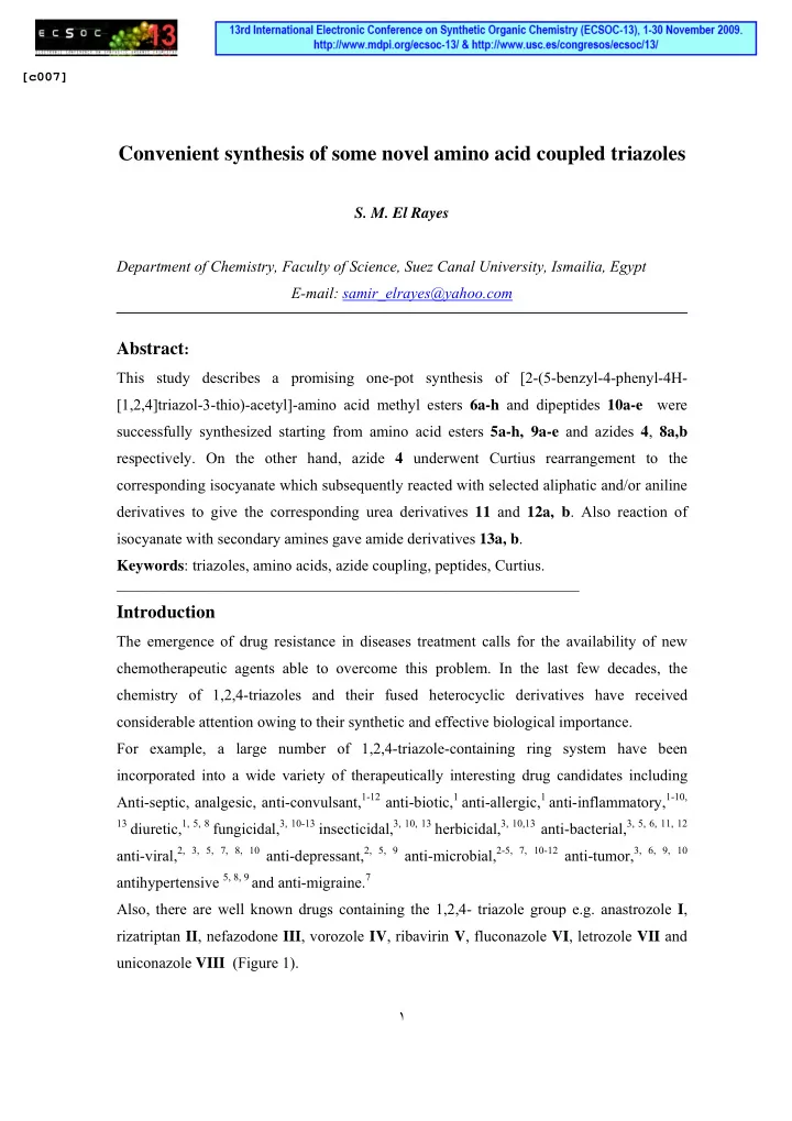 convenient synthesis of some novel amino acid coupled