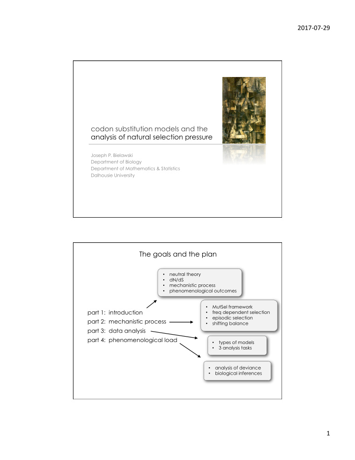 2017 07 29 codon substitution models and the analysis of