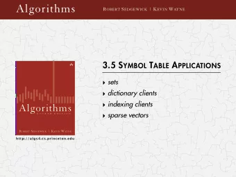 Algorithms R OBERT S EDGEWICK | K EVIN W AYNE 3.5 S YMBOL T ABLE A PPLICATIONS  sets