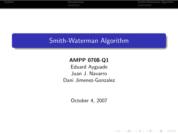 smith waterman algorithm