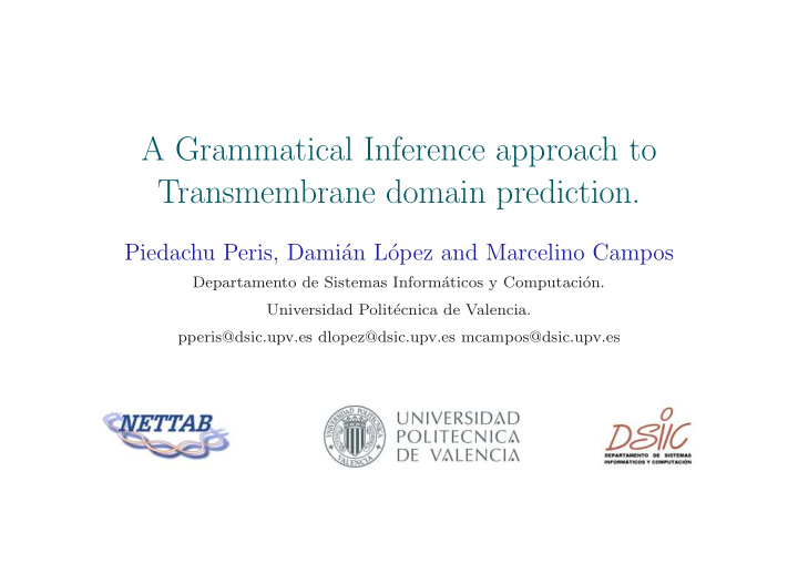 a grammatical inference approach to transmembrane domain