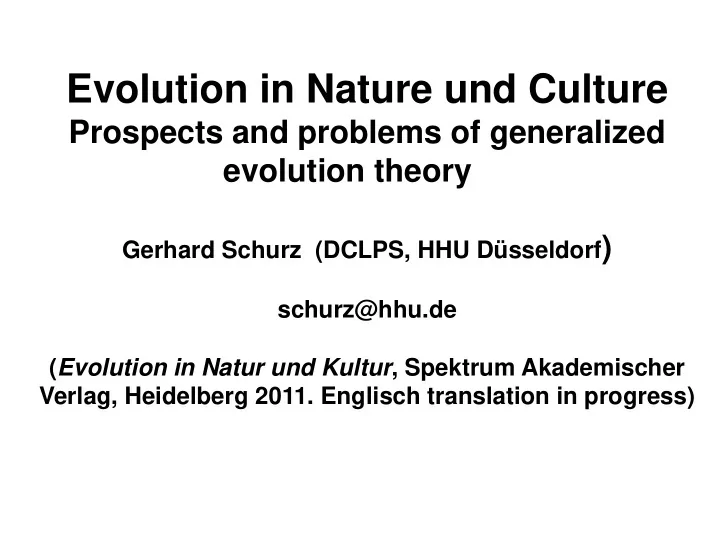 evolution in nature und culture