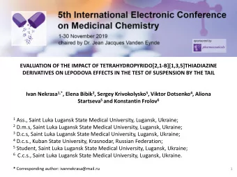 EVALUATION OF THE IMPACT OF TETRAHYDROPYRIDO[2,1-B][1,3,5]THIADIAZINE  DERIVATIVES ON LEPODOVA