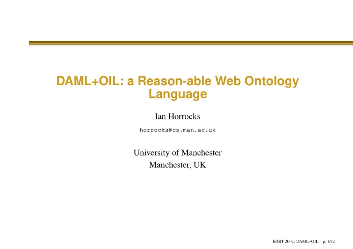 daml oil a reason able web ontology language