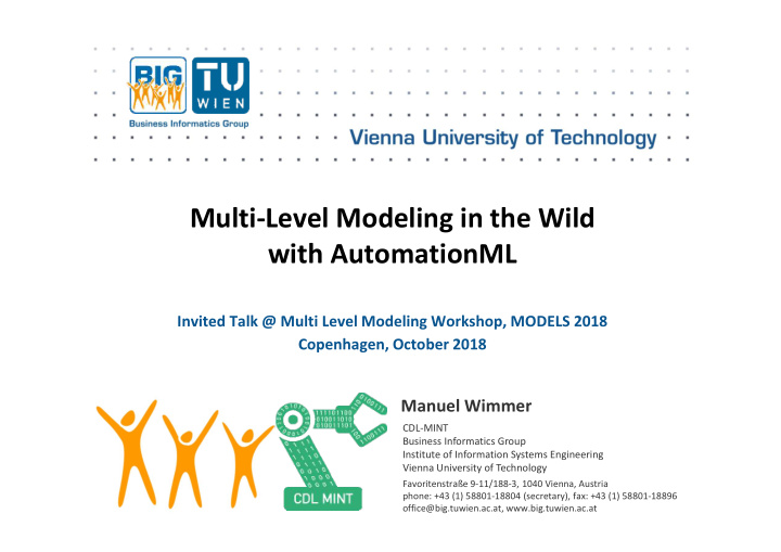 multi level modeling in the wild with automationml
