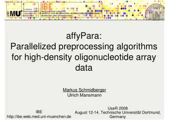 affyPara:  Parallelized preprocessing algorithms  for high-density oligonucleotide array  data