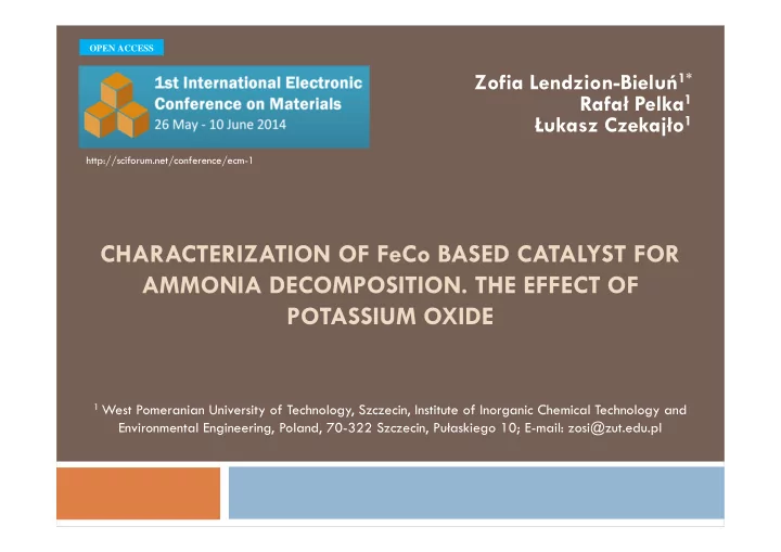 characterization of feco based catalyst for ammonia
