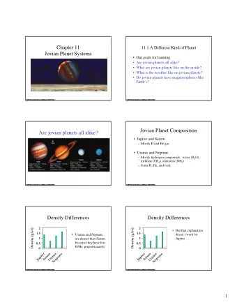 Chapter 11  11.1 A Different Kind of Planet  Jovian Planet Systems   Our goals for learning