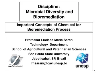 Discipline:  Microbial Diversity and  Bioremediation  Important Concepts of Chemical for