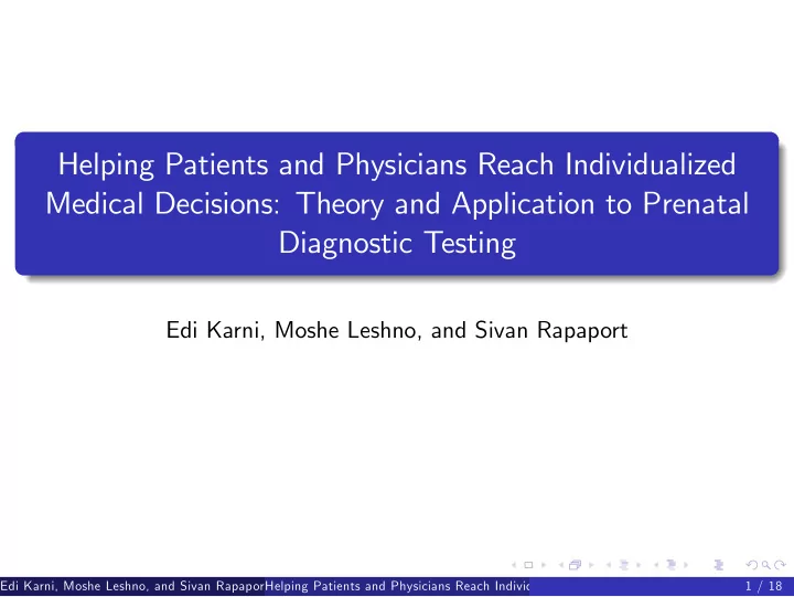 helping patients and physicians reach individualized