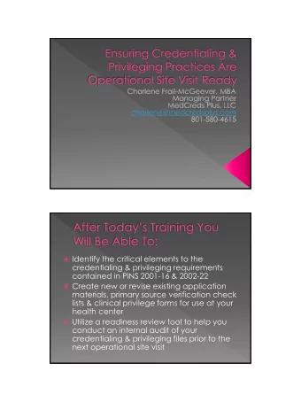 health center  Utilize a readiness review tool to help you  conduct an internal audit of your