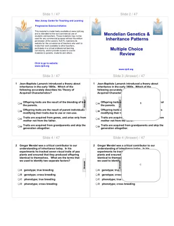 Mendelian Genetics &amp;  and is intended for the non-commercial use of  students and teachers.