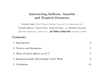 Intersecting Solitons, Amoeba  and Tropical Geometry Norisuke Sakai (Tokyo Womans Christian