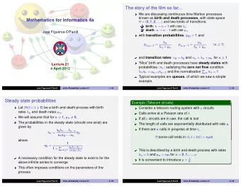 The story of the film so far...  We are discussing continuous-time Markov processes known as birth