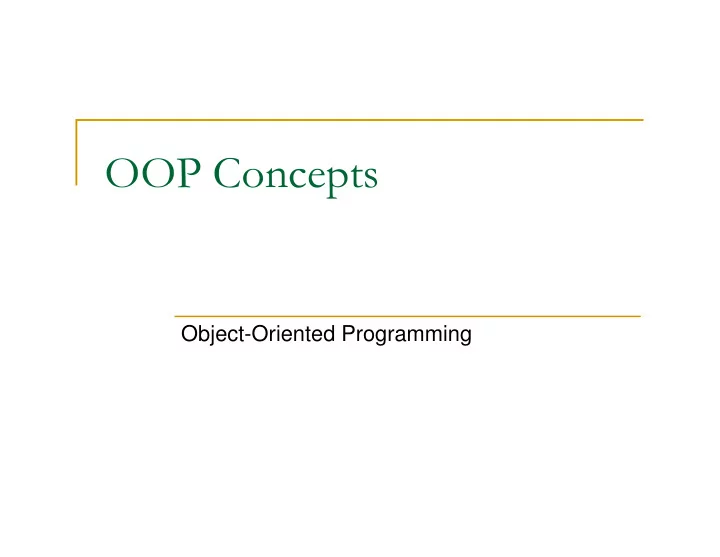 object oriented programming what is object oriented