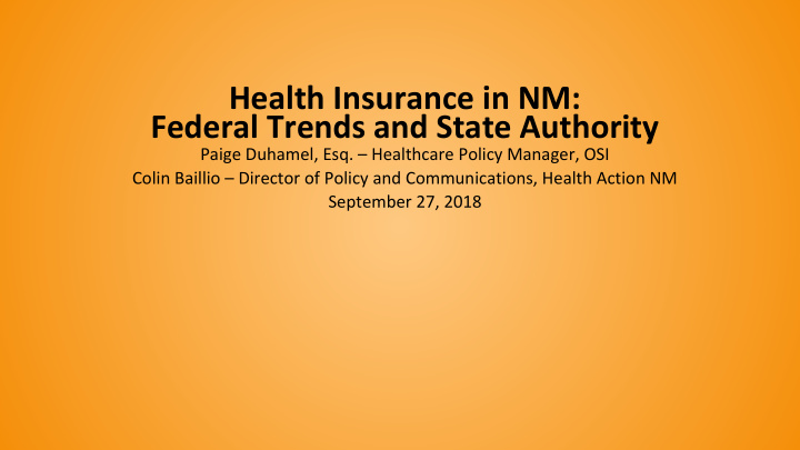 health insurance in nm federal trends and state authority