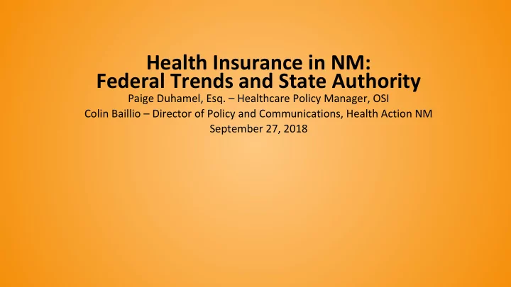 health insurance in nm federal trends and state authority