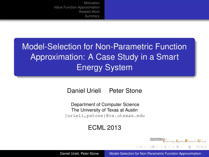 model selection for non parametric function approximation