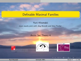 Definable Maximal Families  Yurii Khomskii  most results joint with J  org Brendle and Vera