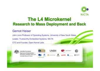 Gernot Heiser  John Lions Professor of Operating Systems, University of New South Wales  Leader,