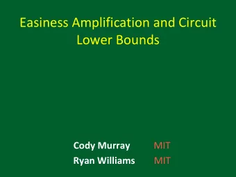 Easiness Amplification and Circuit  Lower Bounds  Cody Murray  MIT Ryan Williams MIT  Motivation We