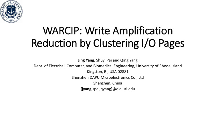 warcip w write a ampli lific ication reduction b by c