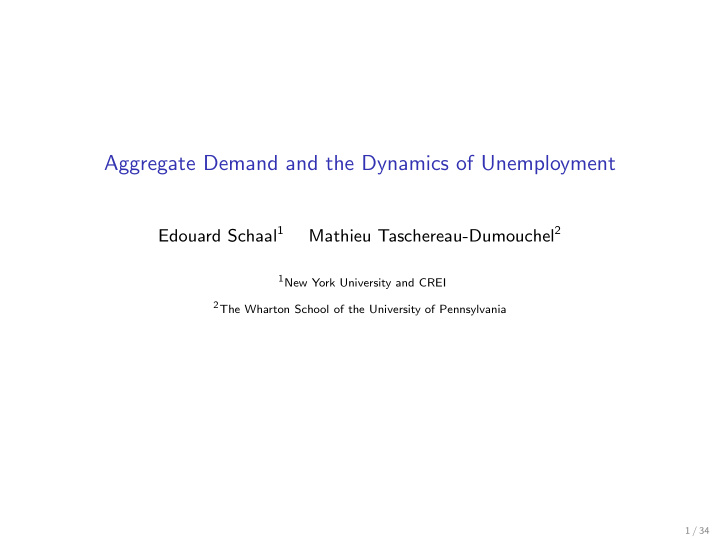 aggregate demand and the dynamics of unemployment