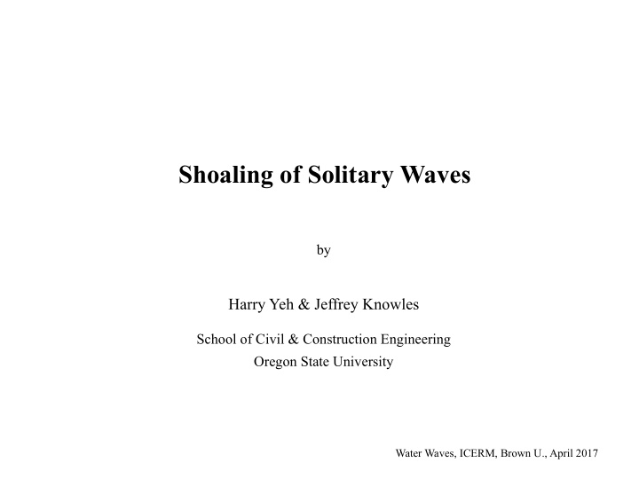 shoaling of solitary waves
