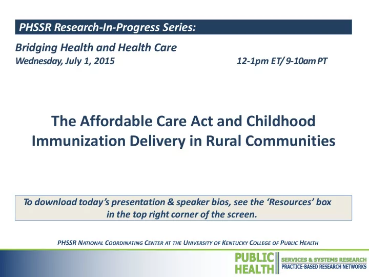 immunization delivery in rural communities