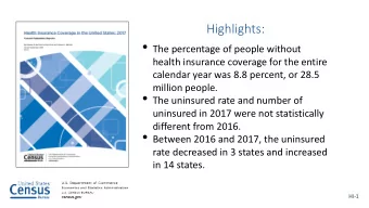 Percentage of People by Type of Health Insurance Coverage: 2017  0  10  20  30  40  50  60  70  80