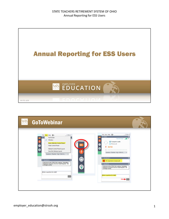 annual reporting for ess users