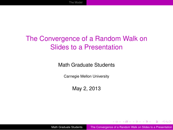 the convergence of a random walk on slides to a