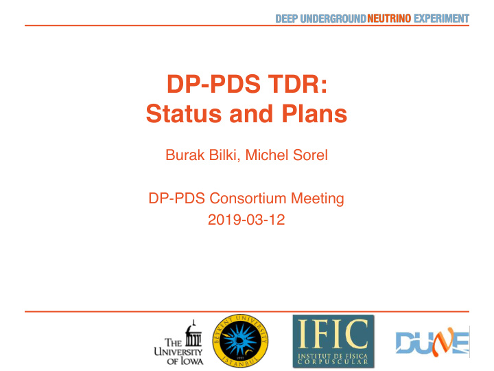 dp pds tdr status and plans