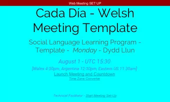 Cada Da - Welsh  Meeting Template  Social Language Learning Program - Template - Monday - Dydd