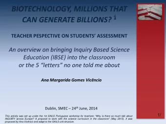 CAN GENERATE BILLIONS? 1 TEACHER PESPECTIVE ON STUDENTS ASSESSMENT  An overview on bringing